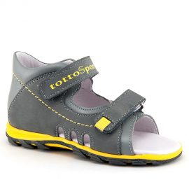 Туфли летние открытые ТОТТО 0225 серый/желтый
